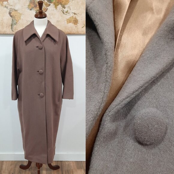 Vtg 50s mauve wool long coat - Picture 1 of 14